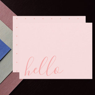 Simple Elegant Blush Pastel Pink "Hello" Card
