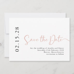 Simple Elegant Blush Pink Calligraphy Font  Save The Date