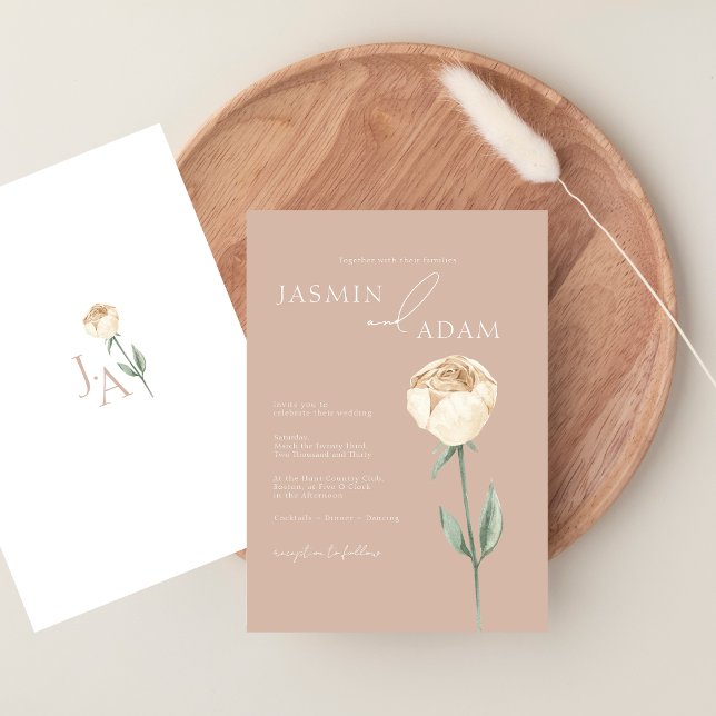Simple Elegant Blush Pink Rose Gold Floral Wedding Invitation (Simple Elegant Blush Pink Rose Gold Floral Wedding Invitation)