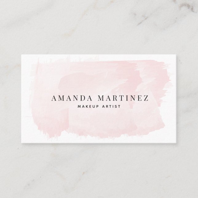 Simple Elegant Blush Pink Watercolor Business Card (Front)