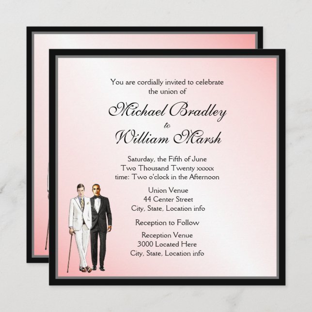 Simple Elegant Blush Wedding Invite (Front/Back)
