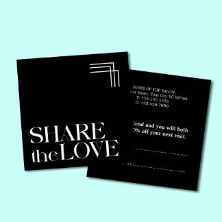 Simple Elegant Boho Black White Referral Card