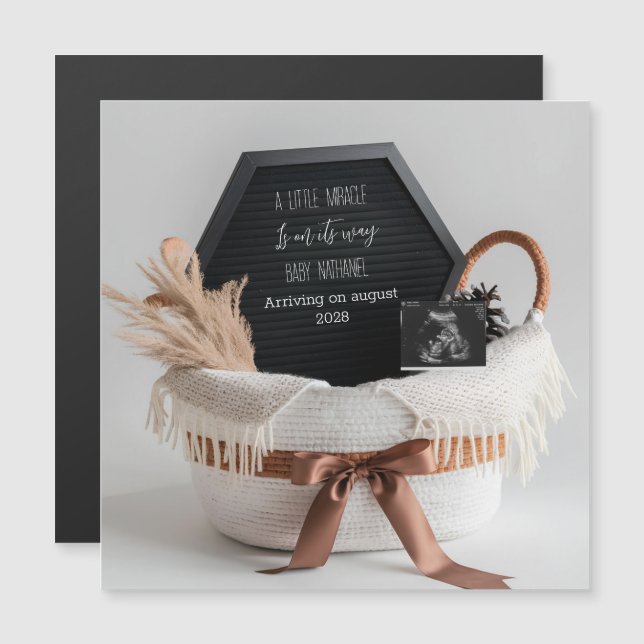 Simple elegant boho pregnancy announcement card (Front/Back)