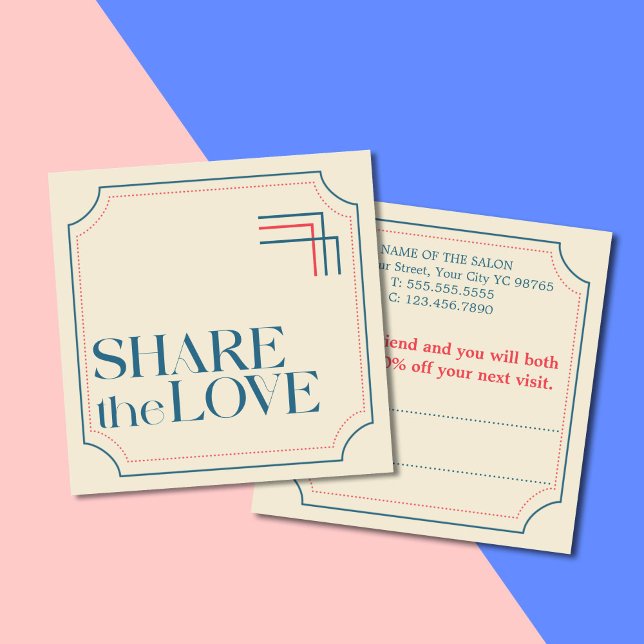 Simple Elegant Boho Retro Blue Referral Card (Creator Uploaded)