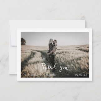 Simple Elegant Boho Wedding Thankyou Photo Card