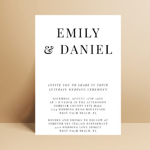 Simple Elegant Bold Intimate Courthouse Wedding  Invitation