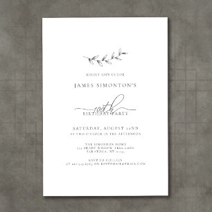 Simple Elegant Botanical 100th Birthday Invitation