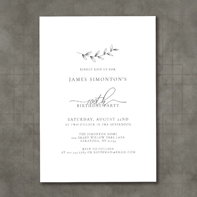Simple Elegant Botanical 100th Birthday Invitation (Creator Uploaded)