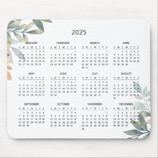 Simple Elegant Botanical 2025 Calendar | Mousepad