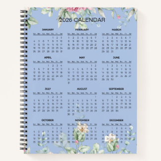 Simple Elegant Botanical 2026 Calendar |  Notebook