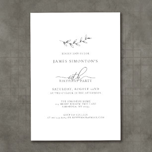 Simple Elegant Botanical 60th Birthday Invitation
