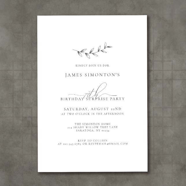 Simple Elegant Botanical 70th Birthday Invitation (Creator Uploaded)