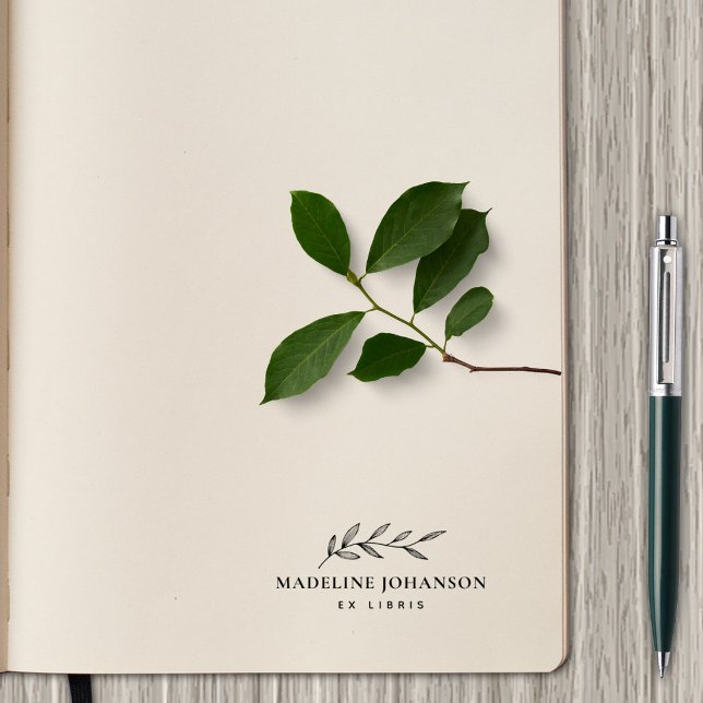 Simple Elegant Botanical Custom Library Book Rubber Stamp (Creator Uploaded)