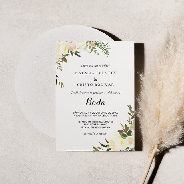 Simple Elegant Botanical Floral Wedding Invitation (Creator Uploaded)