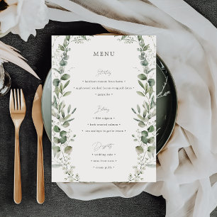 Simple Elegant Botanical Wedding Menu