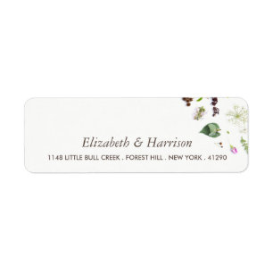 Simple Elegant Botanical Wild Flower Wedding Return Address Label