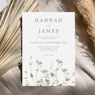 Simple Elegant Botanical Wildflower Floral Wedding Invitation