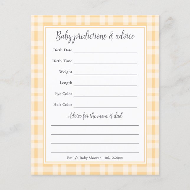 Simple Elegant Boy Baby Shower Guessing Game (Front)