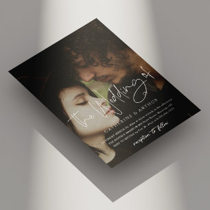 Simple & Elegant Brick Overlay Photo Wedding  Invitation