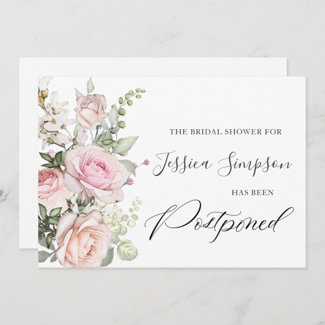 Simple Elegant Bridal Shower Change the Date Invitation (Front/Back)