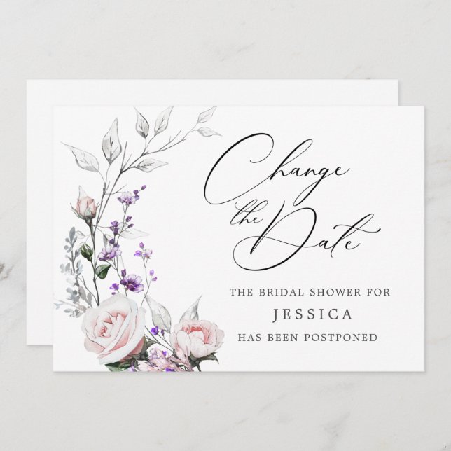 Simple Elegant Bridal Shower Change the Date Invitation (Front/Back)
