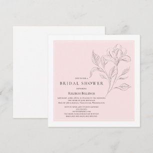 Simple Elegant Bridal Shower Pink White Floral Invitation