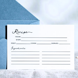 Simple Elegant Bridal Shower Recipe Card