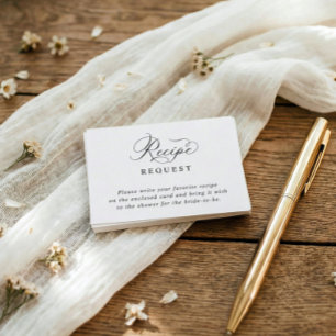 Simple Elegant Bridal Shower Recipe Request Enclosure Card