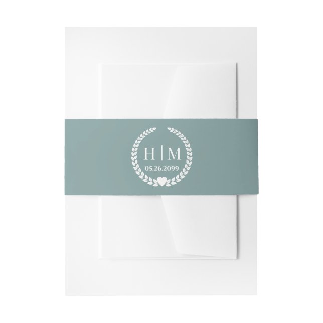 Simple Elegant Bride and Groom Initials Monogram Invitation Belly Band (Front Example)