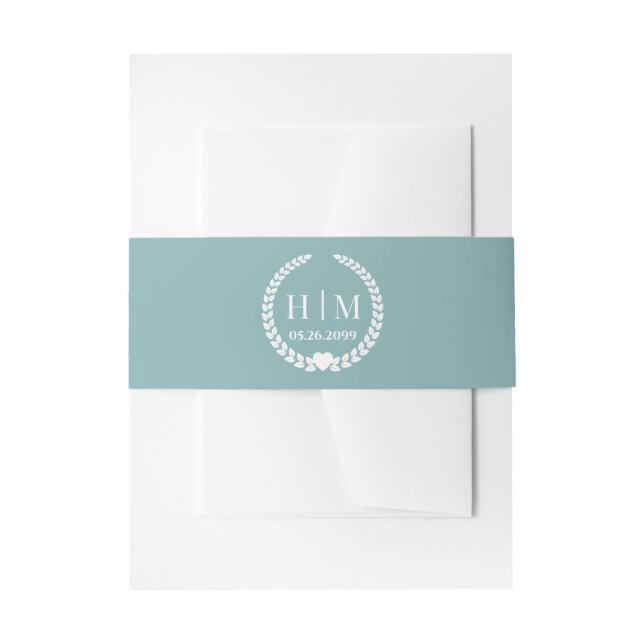 Simple Elegant Bride and Groom Initials Monogram Invitation Belly Band (Front Example)