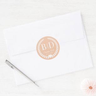 Simple Elegant Bride and Groom Monogram Classic Round Sticker