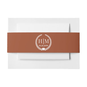 Simple Elegant Bride and Groom Monogram Invitation Belly Band