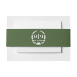 Simple Elegant Bride and Groom Monogram Invitation Belly Band