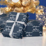 Simple Elegant Bride and Groom Names Wedding Navy  Wrapping Paper<br><div class="desc">Simple,  Elegant,  Navy blue,  bride and groom names and date wrapping paper. Perfect for Wedding gift.</div>