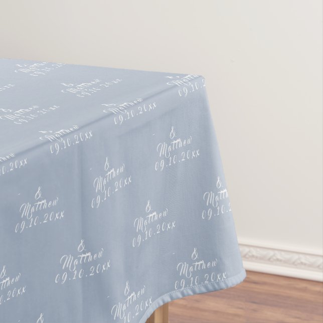 Simple Elegant Bride and Groom Names Wedding Tablecloth (In Situ)
