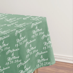 Simple Elegant Bride and Groom Names Wedding Tablecloth