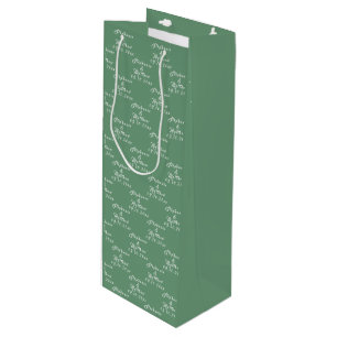 Simple Elegant Bride and Groom Names Wedding Wine Gift Bag