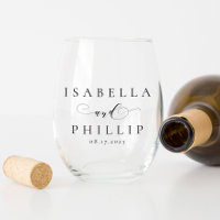 Simple elegant bride groom names newlywed wedding