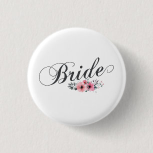 Simple & Elegant Bride Pink Floral Pin Button