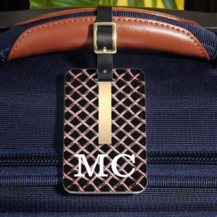 Simple Elegant Brown Brushed Metal Monogrammed Luggage Tag