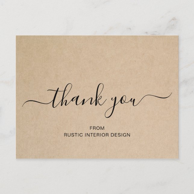 Simple Elegant Brown Business Thank You Postcard (Front)
