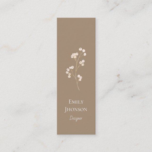 Simple Elegant Brown Mini Business Card (Front)