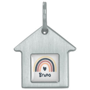 SIMPLE ELEGANT BROWN SHADE RAINBOW BOHO PET ID TAG