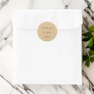 Simple elegant brown Thank You Classic Round Sticker