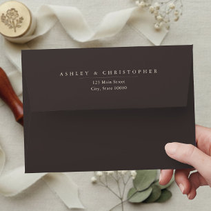 Simple Elegant Brown Wedding Envelope