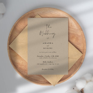 Simple Elegant Brown Wedding  Invitation
