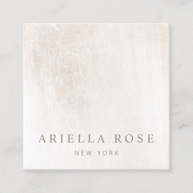 Simple Elegant Brushed White Marble Professional S Square Business Card (Front)