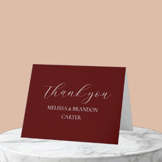 Simple Elegant Burgundy Modern Wedding Thank you