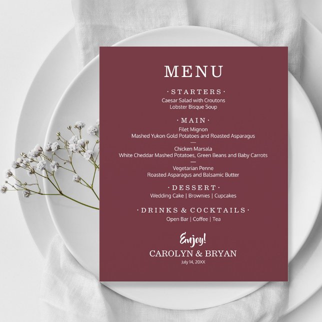 Simple Elegant Burgundy Wedding Dinner (Creator Uploaded)