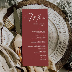 Simple Elegant Burgundy Wedding  Menu